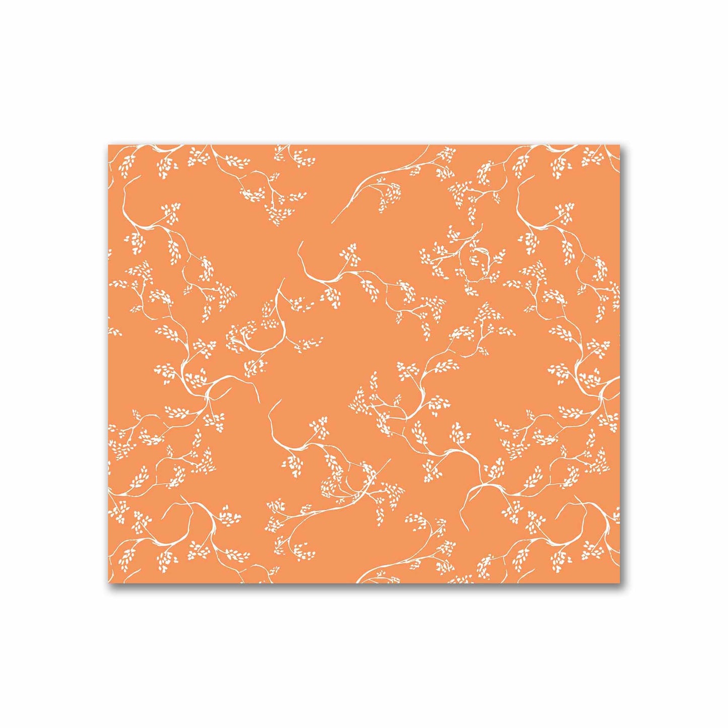 Orange Cotton Sateen Fabric with Off-White Vine Print  | FACS-1181-182