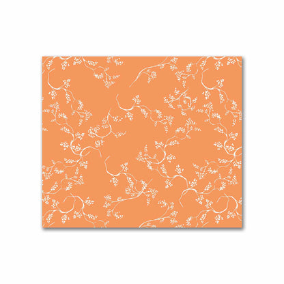 Orange Cotton Sateen Fabric with Off-White Vine Print  | FACS-1181-182