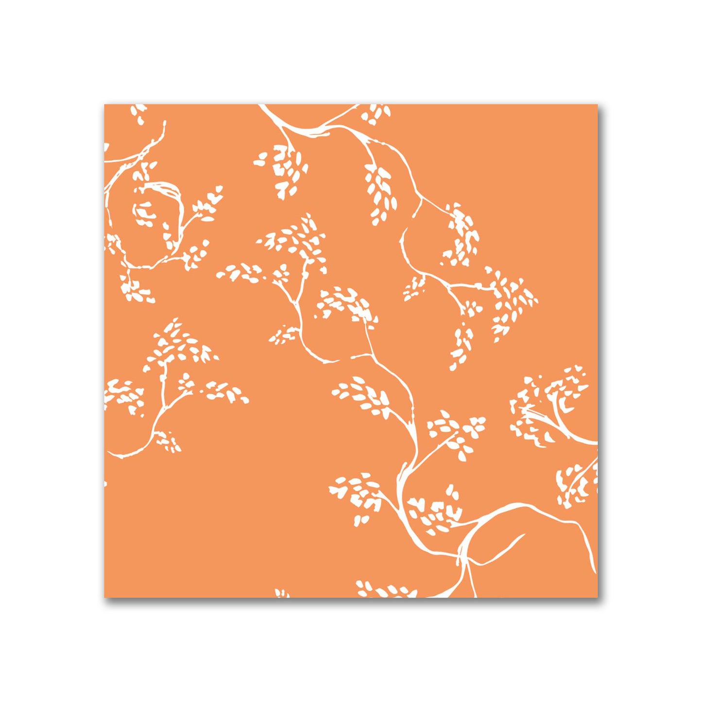Orange Cotton Sateen Fabric with Off-White Vine Print  | FACS-1181-182