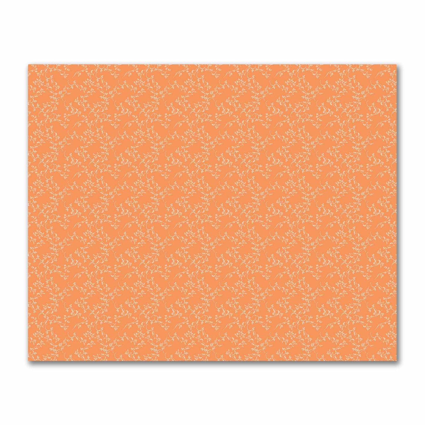 Orange Cotton Sateen Fabric with Off-White Vine Print  | FACS-1181-182