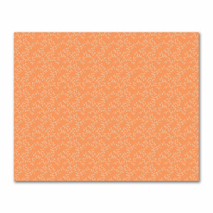 Orange Cotton Sateen Fabric with Off-White Vine Print  | FACS-1181-182