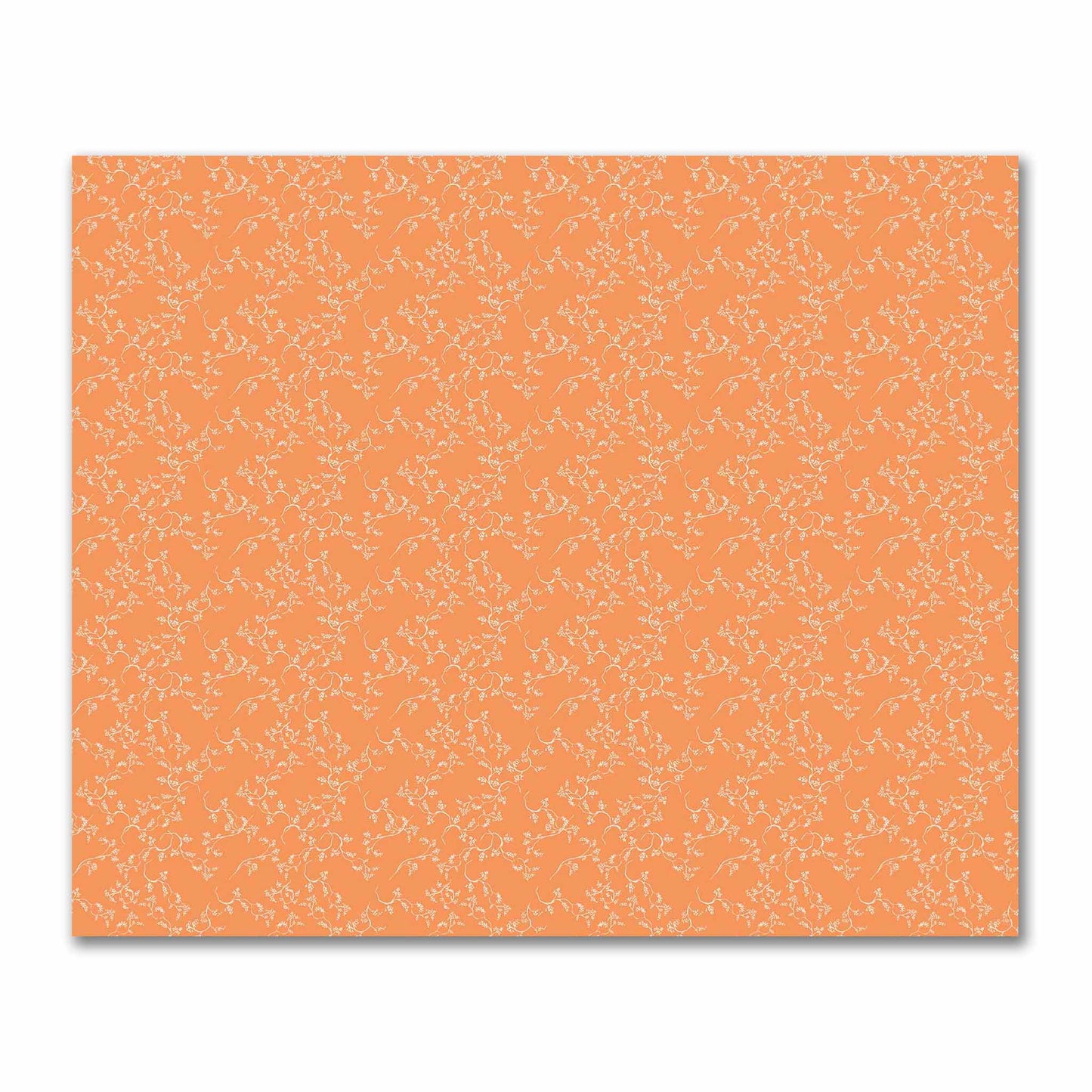 Orange Cotton Sateen Fabric with Off-White Vine Print  | FACS-1181-182
