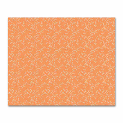 Orange Cotton Sateen Fabric with Off-White Vine Print  | FACS-1181-182