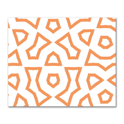 Off-White Cotton Sateen Fabric with Bold Orange Graphic  | FACS-1181-391
