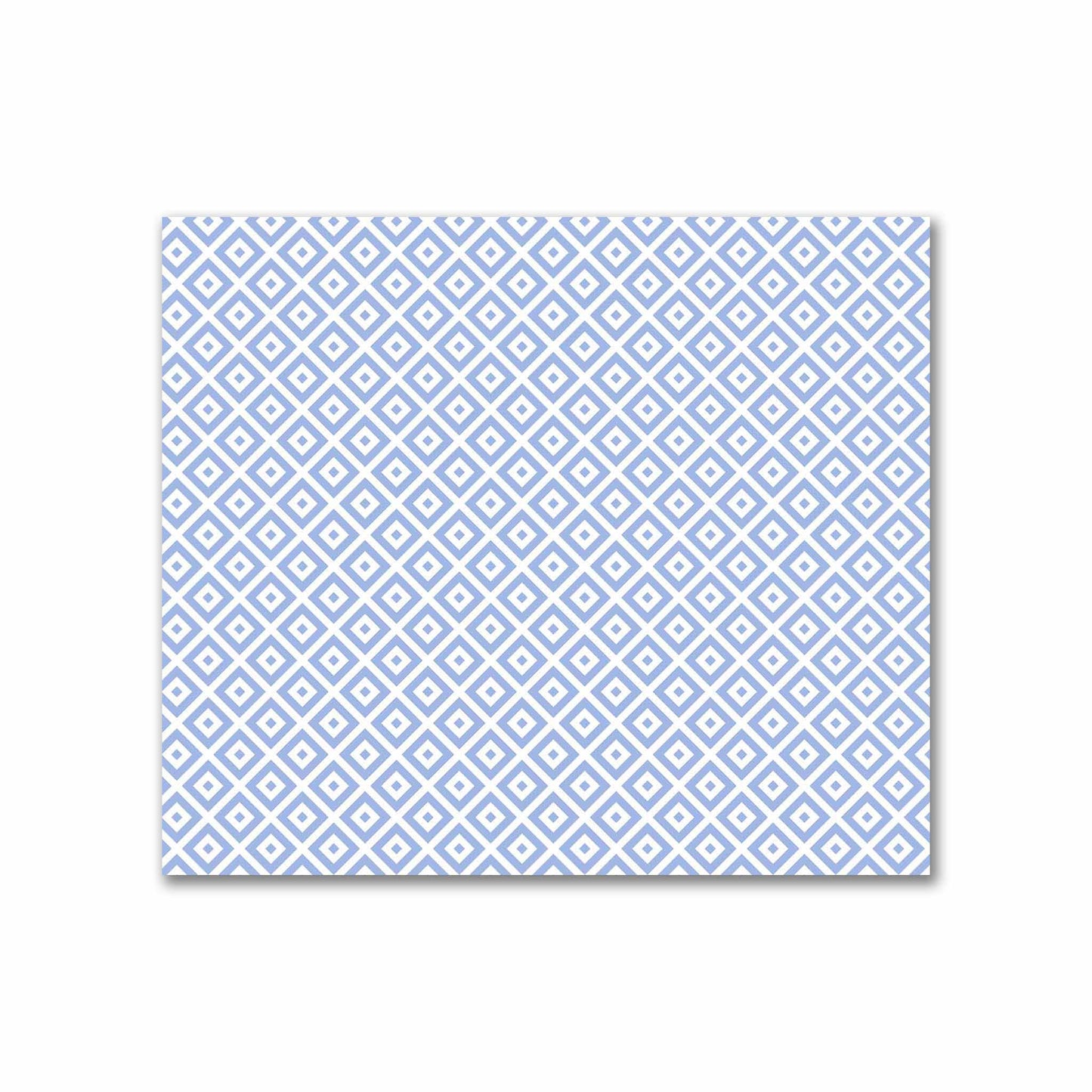 Off-White Cotton Sateen Fabric with Blue Repeating Square Motif Print | FACS-1231-122