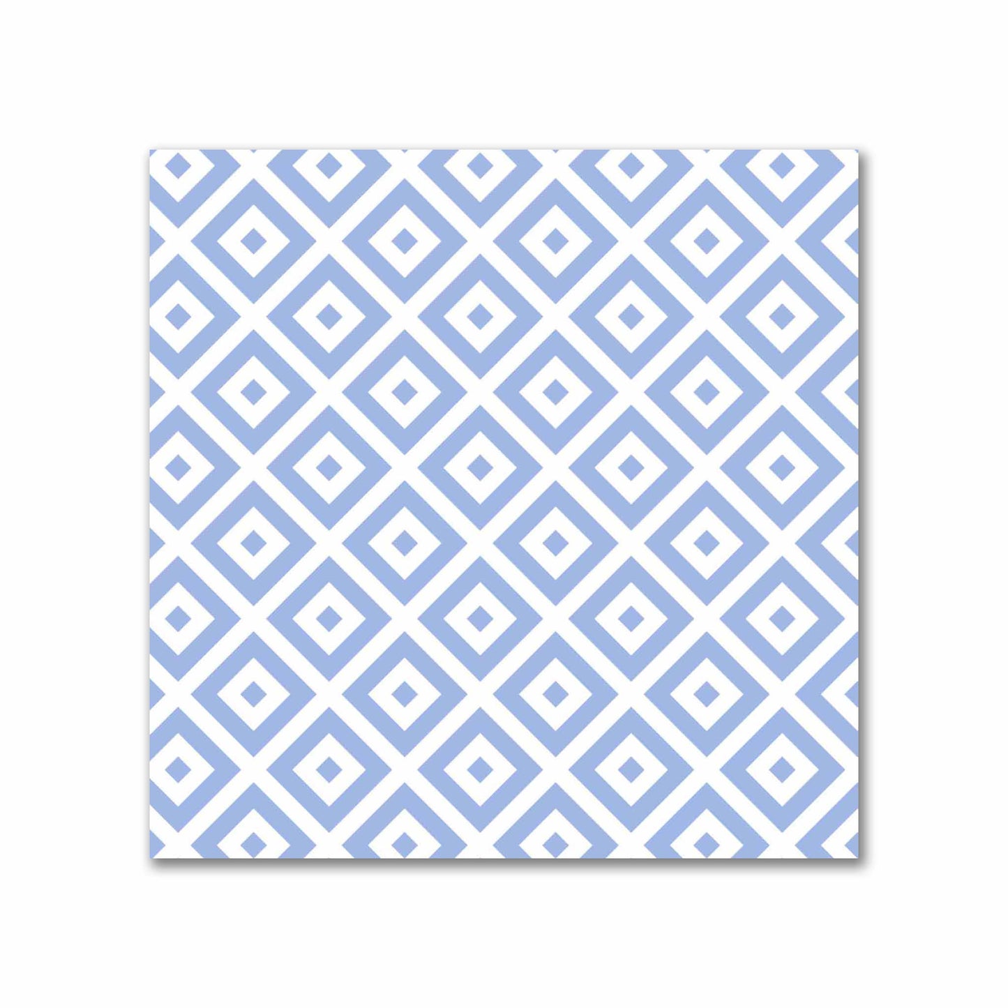 Off-White Cotton Sateen Fabric with Blue Repeating Square Motif Print | FACS-1231-122