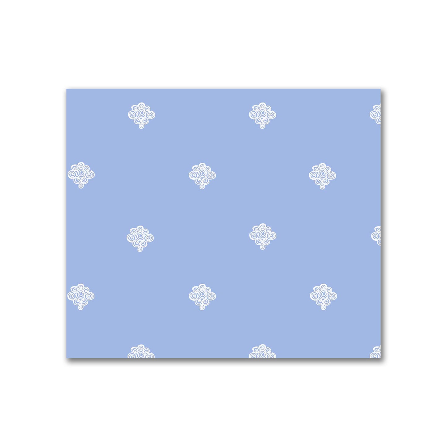 Blue Cotton Sateen Fabric with Off-White Hand-painted Swizzle Motif Print | FACS-1231-172