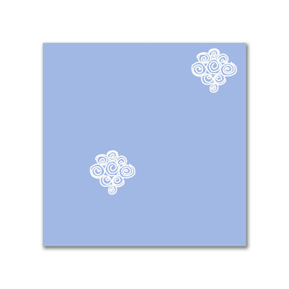 Blue Cotton Sateen Fabric with Off-White Hand-painted Swizzle Motif Print | FACS-1231-172