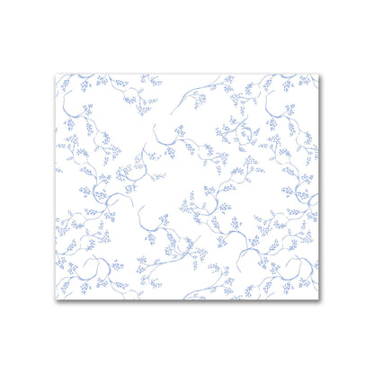 Off-White Cotton Sateen Fabric with Blue Hand-painted Vine Print | FACS-1231-181