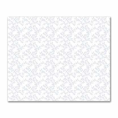 Off-White Cotton Sateen Fabric with Blue Hand-painted Vine Print | FACS-1231-181