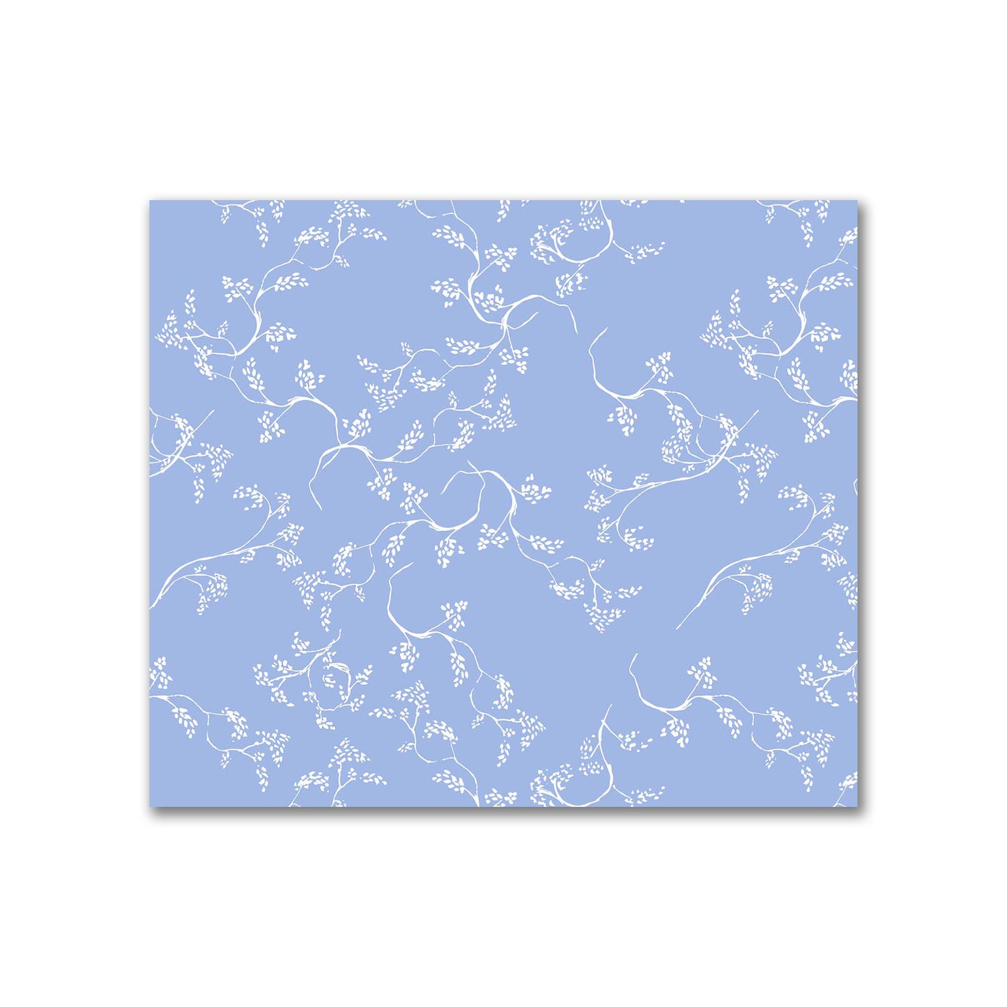 Blue Cotton Sateen Fabric with Off-White Vine Print  | FACS-1231-182