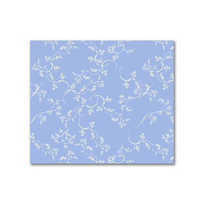 Blue Cotton Sateen Fabric with Off-White Vine Print  | FACS-1231-182