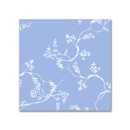 Blue Cotton Sateen Fabric with Off-White Vine Print  | FACS-1231-182