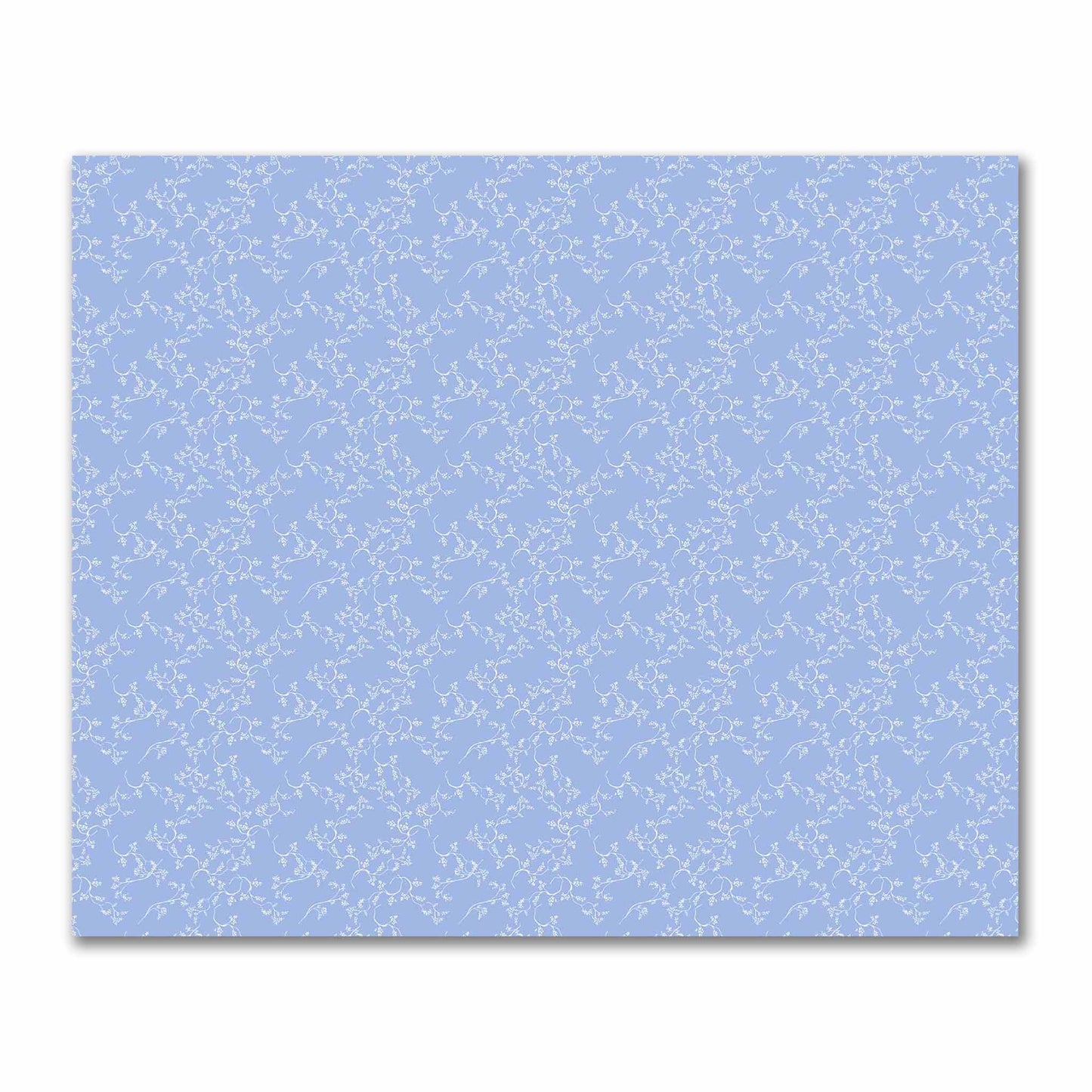 Blue Cotton Sateen Fabric with Off-White Vine Print  | FACS-1231-182