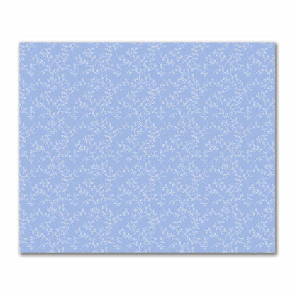 Blue Cotton Sateen Fabric with Off-White Vine Print  | FACS-1231-182