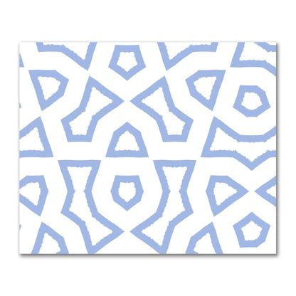 Off-White Cotton Sateen Fabric with Bold Blue Graphic  | FACS-1231-391