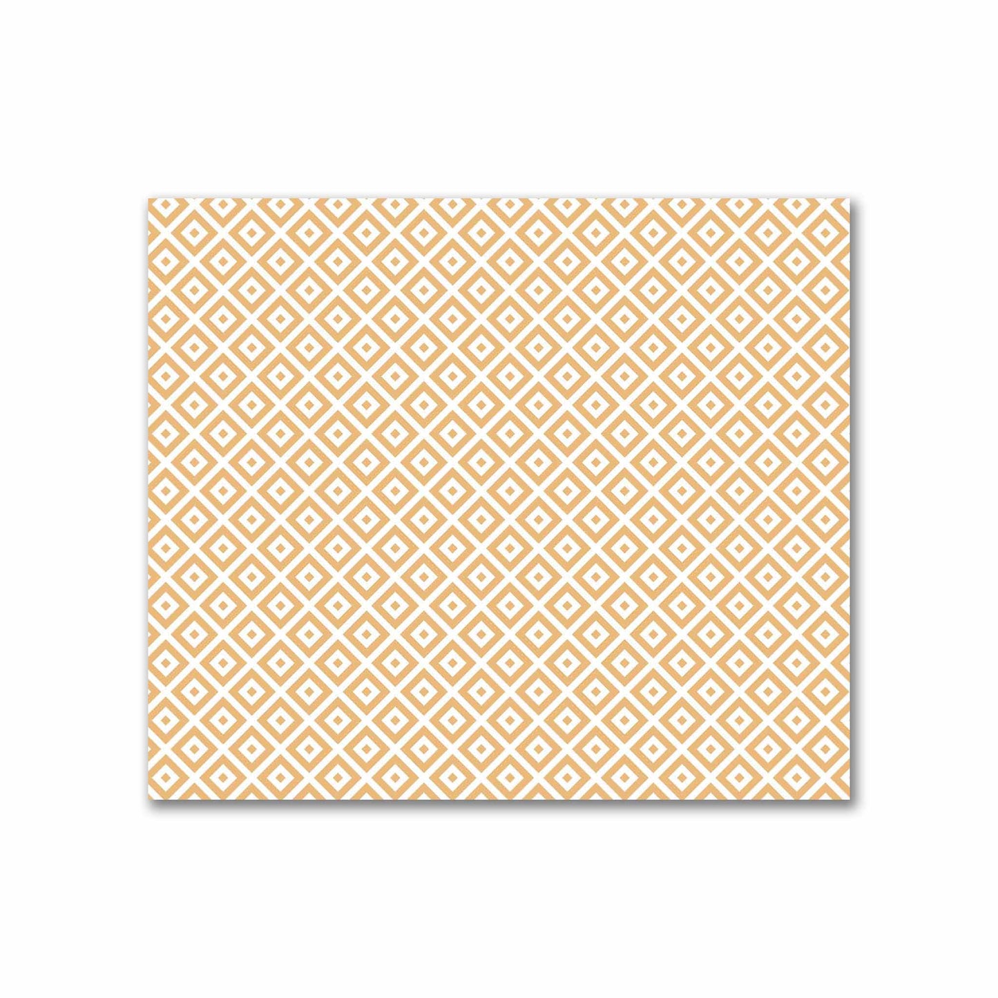Off-White Cotton Sateen Fabric with Pale Orange Repeating Square Motif Print | FACS-1232-122