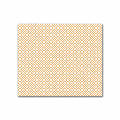 Off-White Cotton Sateen Fabric with Pale Orange Repeating Square Motif Print | FACS-1232-122