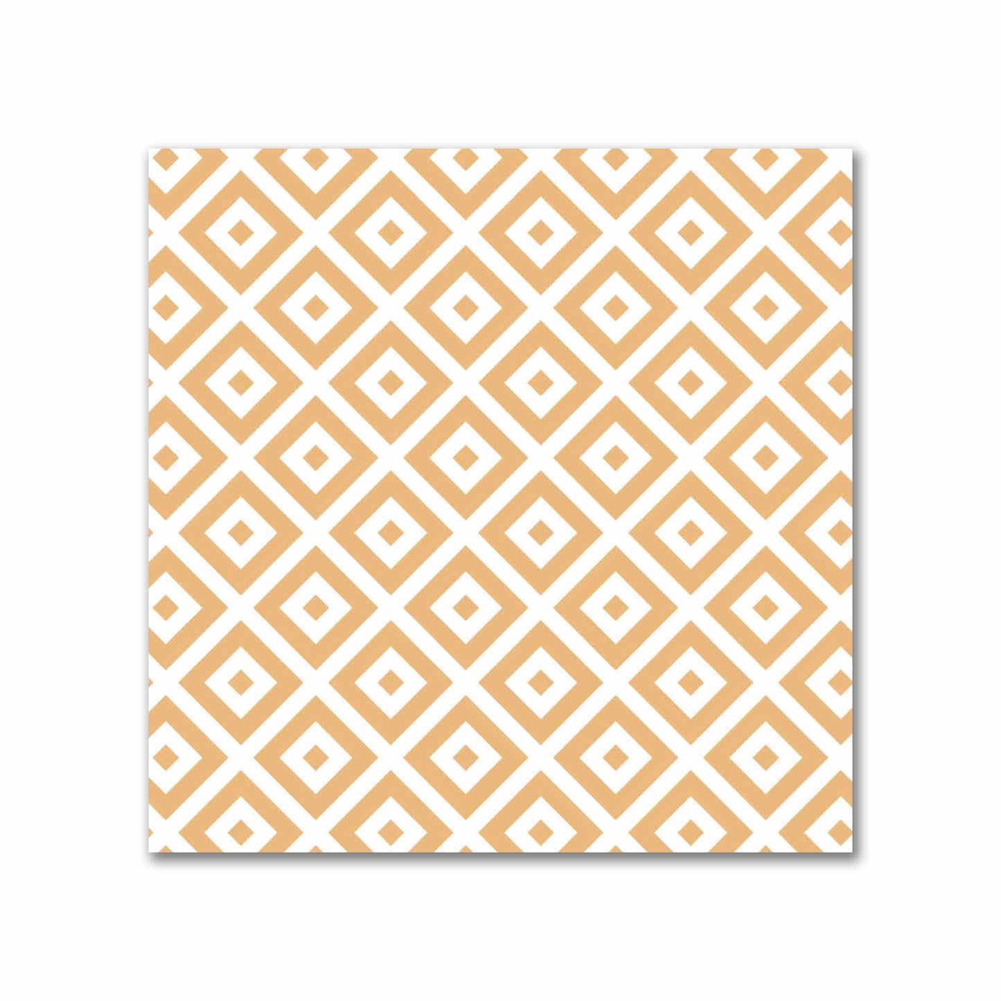 Off-White Cotton Sateen Fabric with Pale Orange Repeating Square Motif Print | FACS-1232-122
