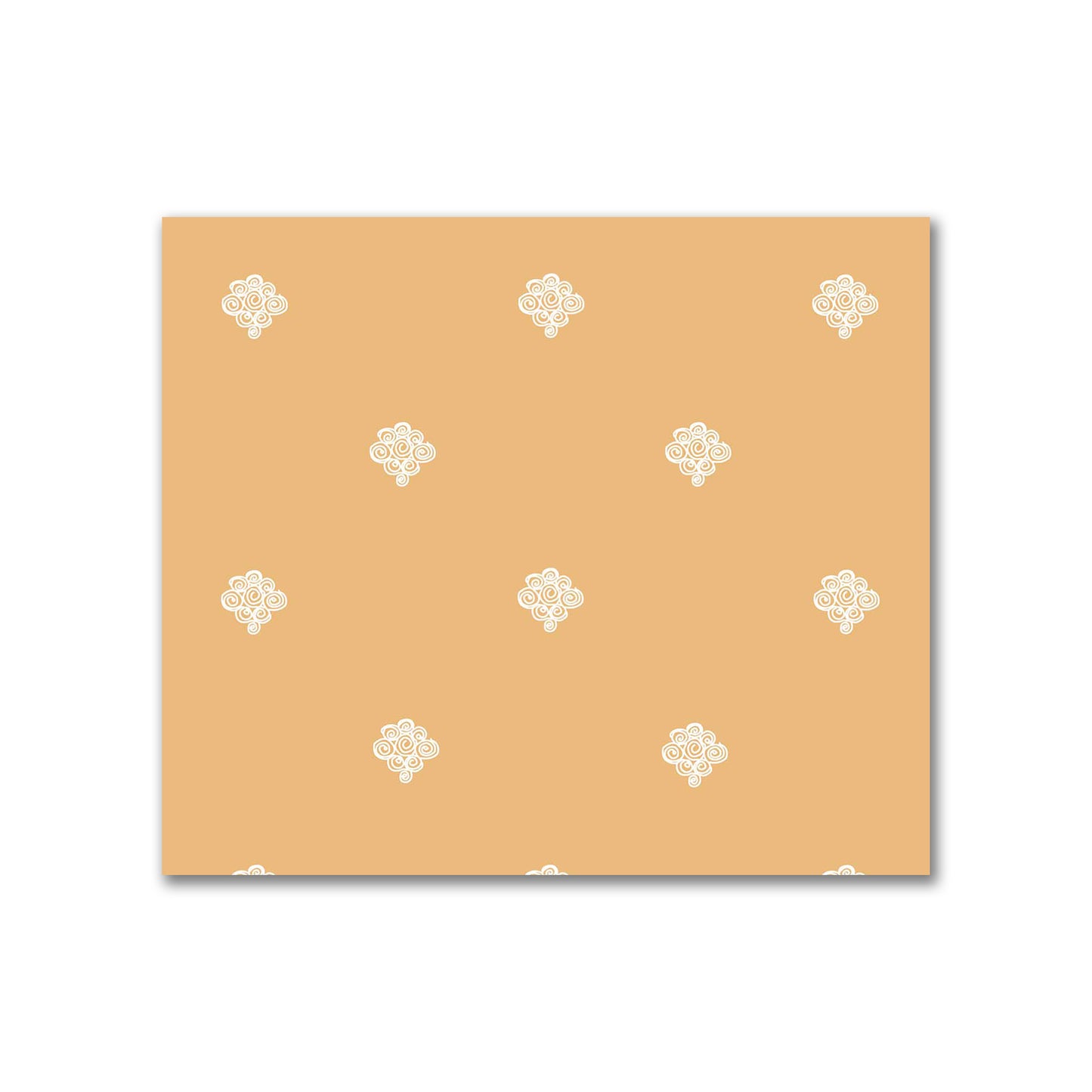 Pale Orange Cotton Sateen Fabric with Off-White Hand-painted Swizzle Motif Print | FACS-1232-172