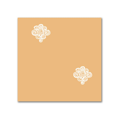 Pale Orange Cotton Sateen Fabric with Off-White Hand-painted Swizzle Motif Print | FACS-1232-172