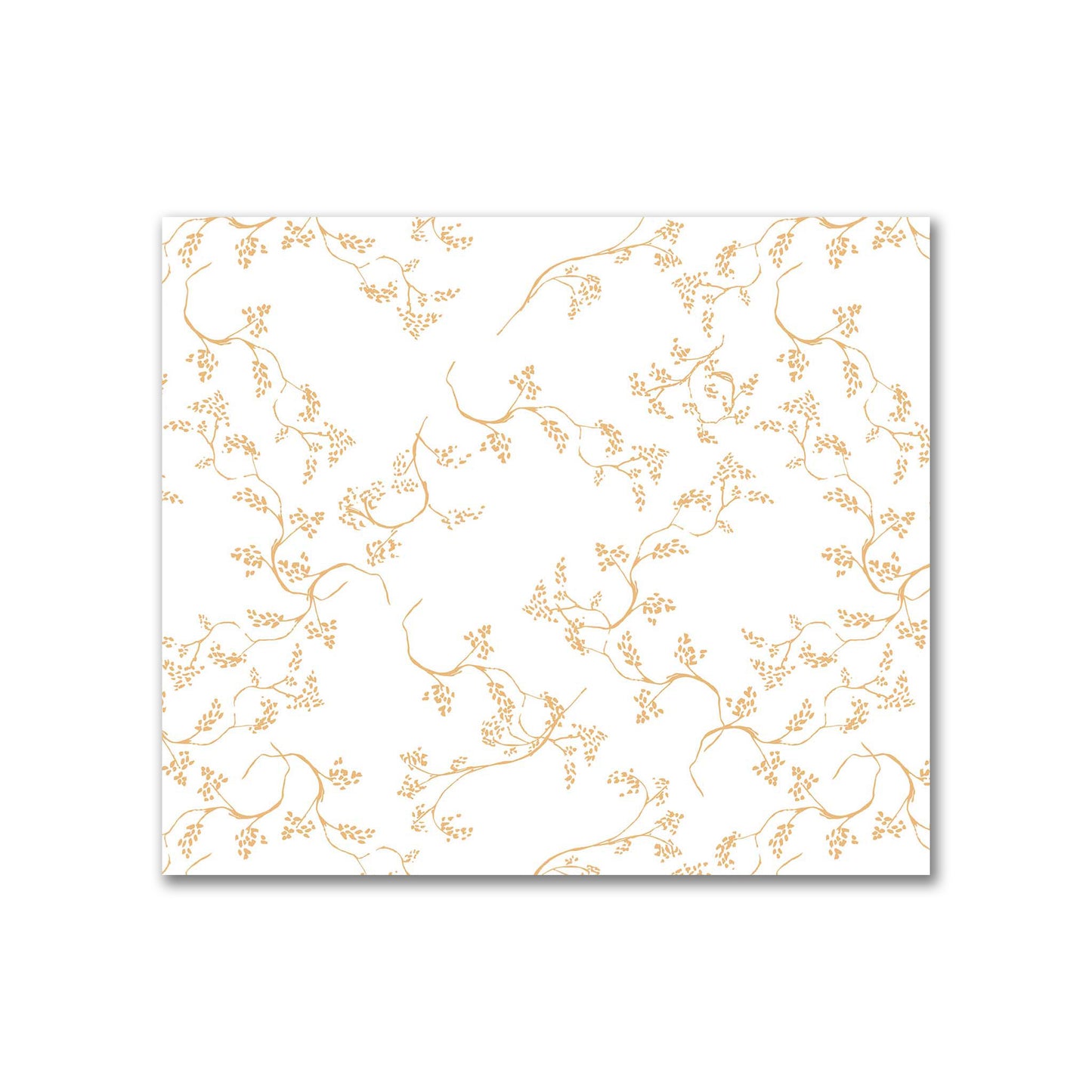 Off-White Cotton Sateen Fabric with Pale Orange Hand-painted Vine Print | FACS-1232-181