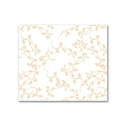 Off-White Cotton Sateen Fabric with Pale Orange Hand-painted Vine Print | FACS-1232-181