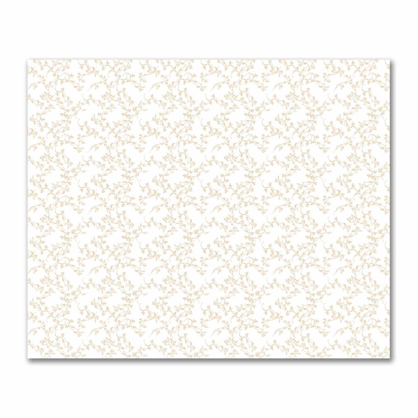 Off-White Cotton Sateen Fabric with Pale Orange Hand-painted Vine Print | FACS-1232-181