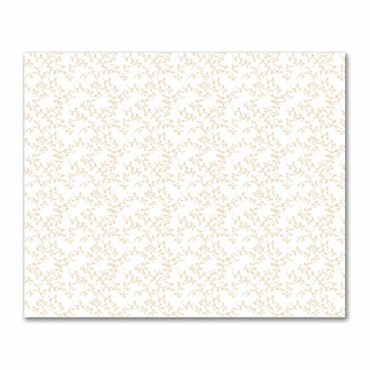 Off-White Cotton Sateen Fabric with Pale Orange Hand-painted Vine Print | FACS-1232-181
