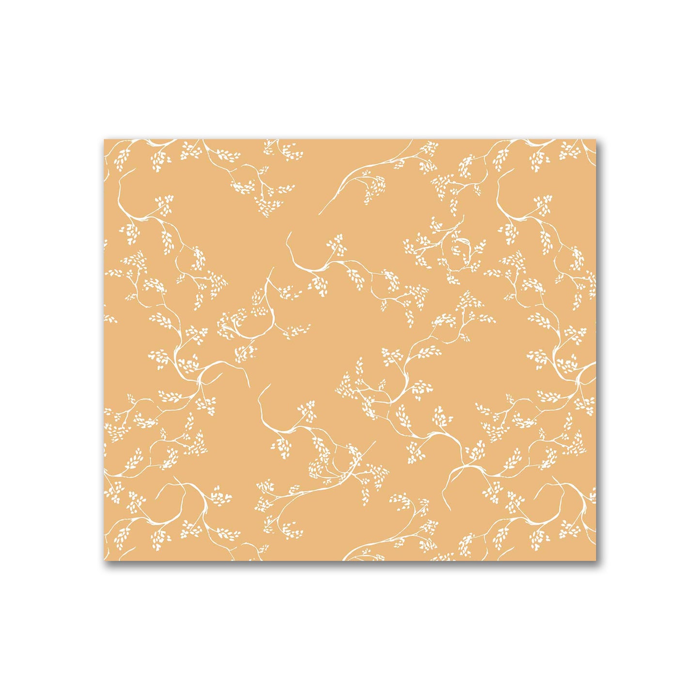 Pale Orange Cotton Sateen Fabric with Off-White Vine Print  | FACS-1232-182