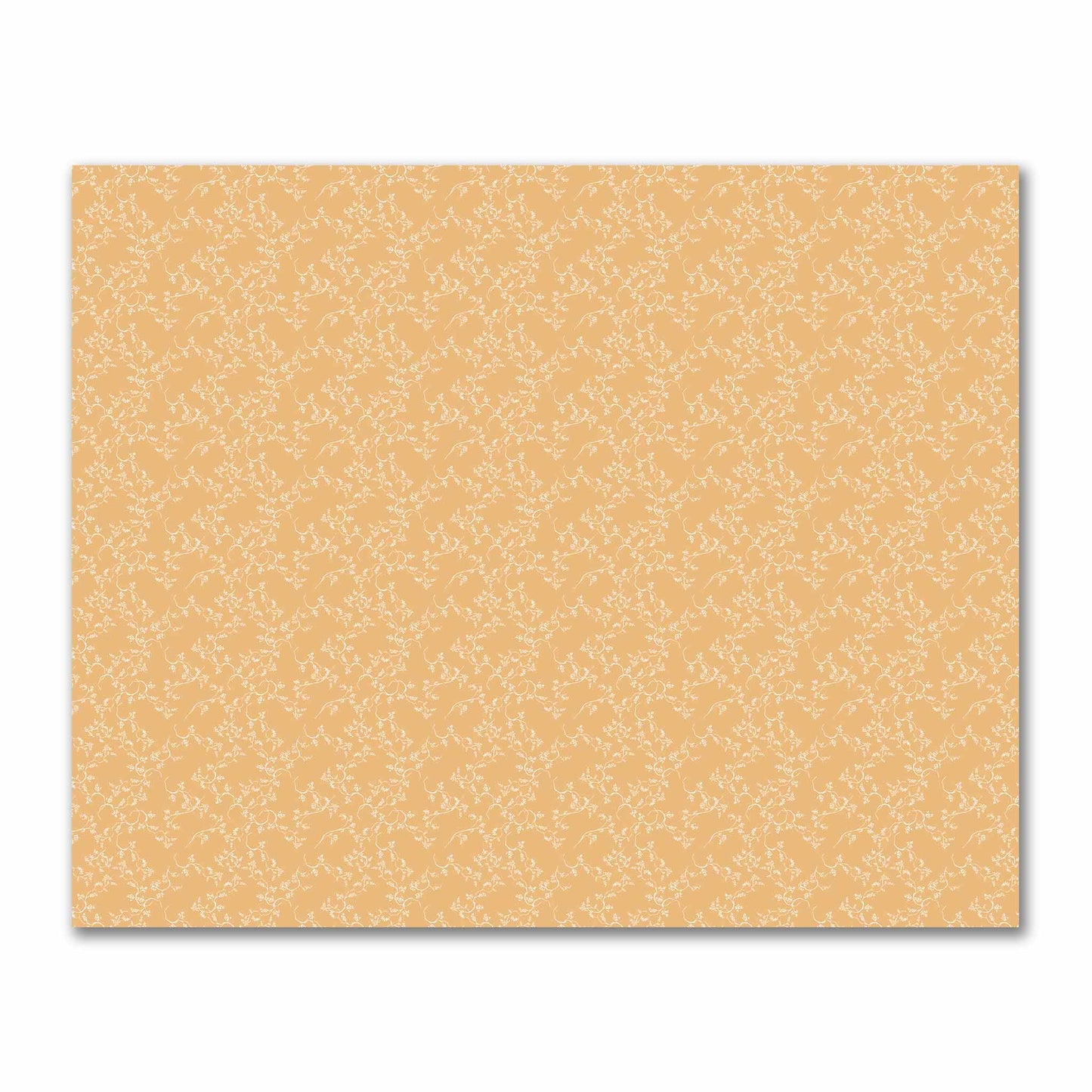 Pale Orange Cotton Sateen Fabric with Off-White Vine Print  | FACS-1232-182