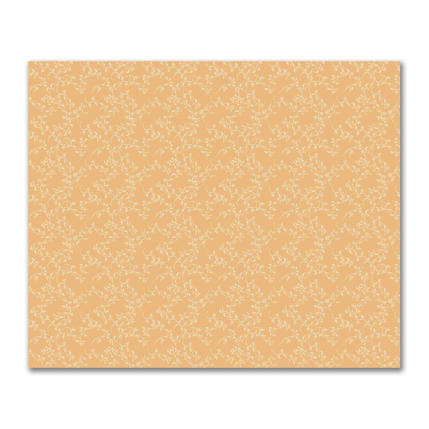 Pale Orange Cotton Sateen Fabric with Off-White Vine Print  | FACS-1232-182