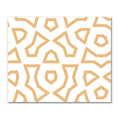 Off-White Cotton Sateen Fabric with Bold Pale Orange Graphic  | FACS-1232-391