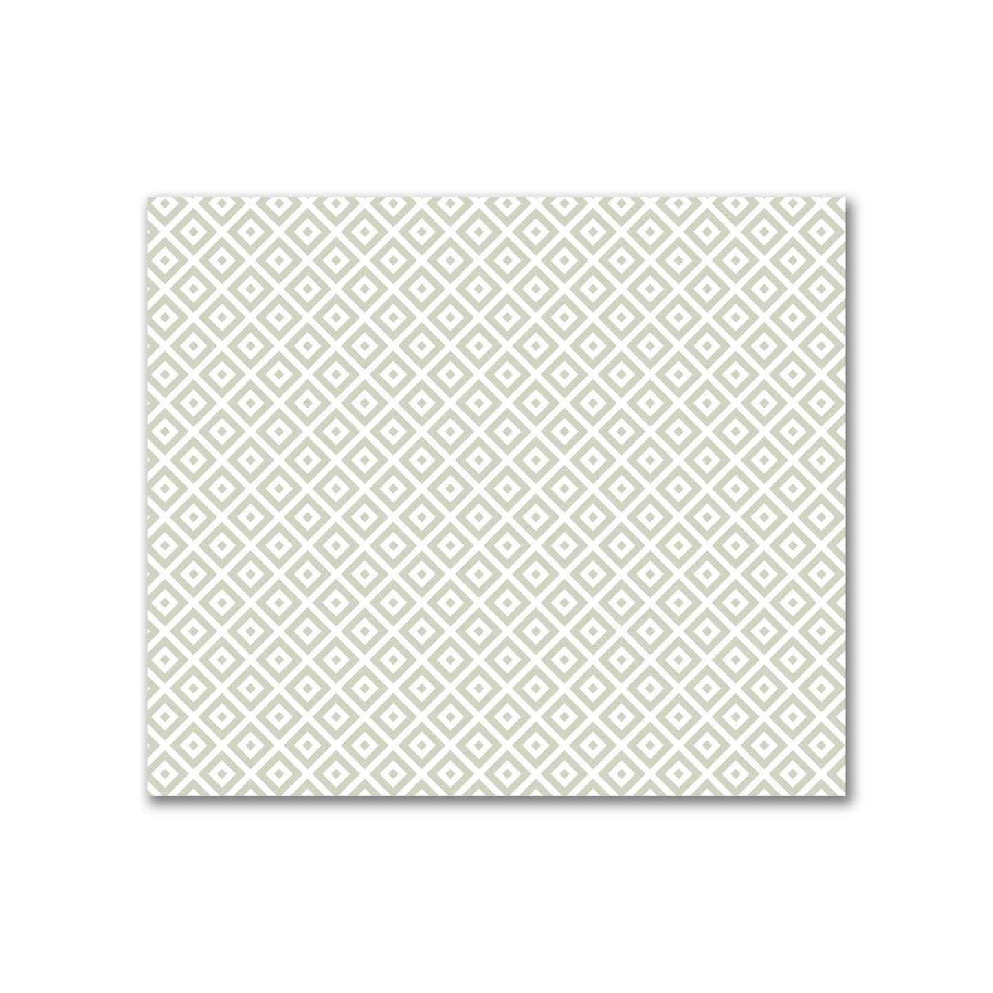 Off-White Cotton Sateen Fabric with Pale Green Repeating Square Motif Print | FACS-1241-122