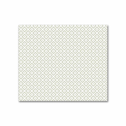 Off-White Cotton Sateen Fabric with Pale Green Repeating Square Motif Print | FACS-1241-122