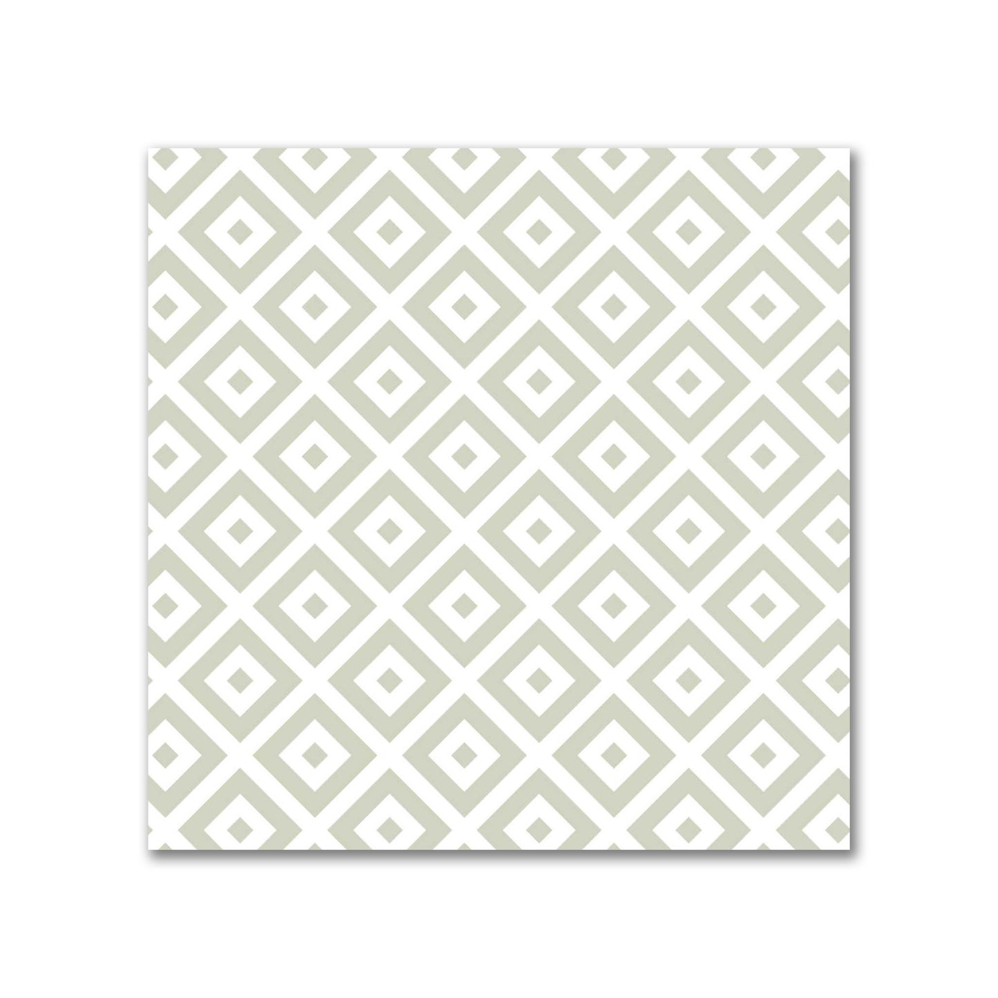 Off-White Cotton Sateen Fabric with Pale Green Repeating Square Motif Print | FACS-1241-122