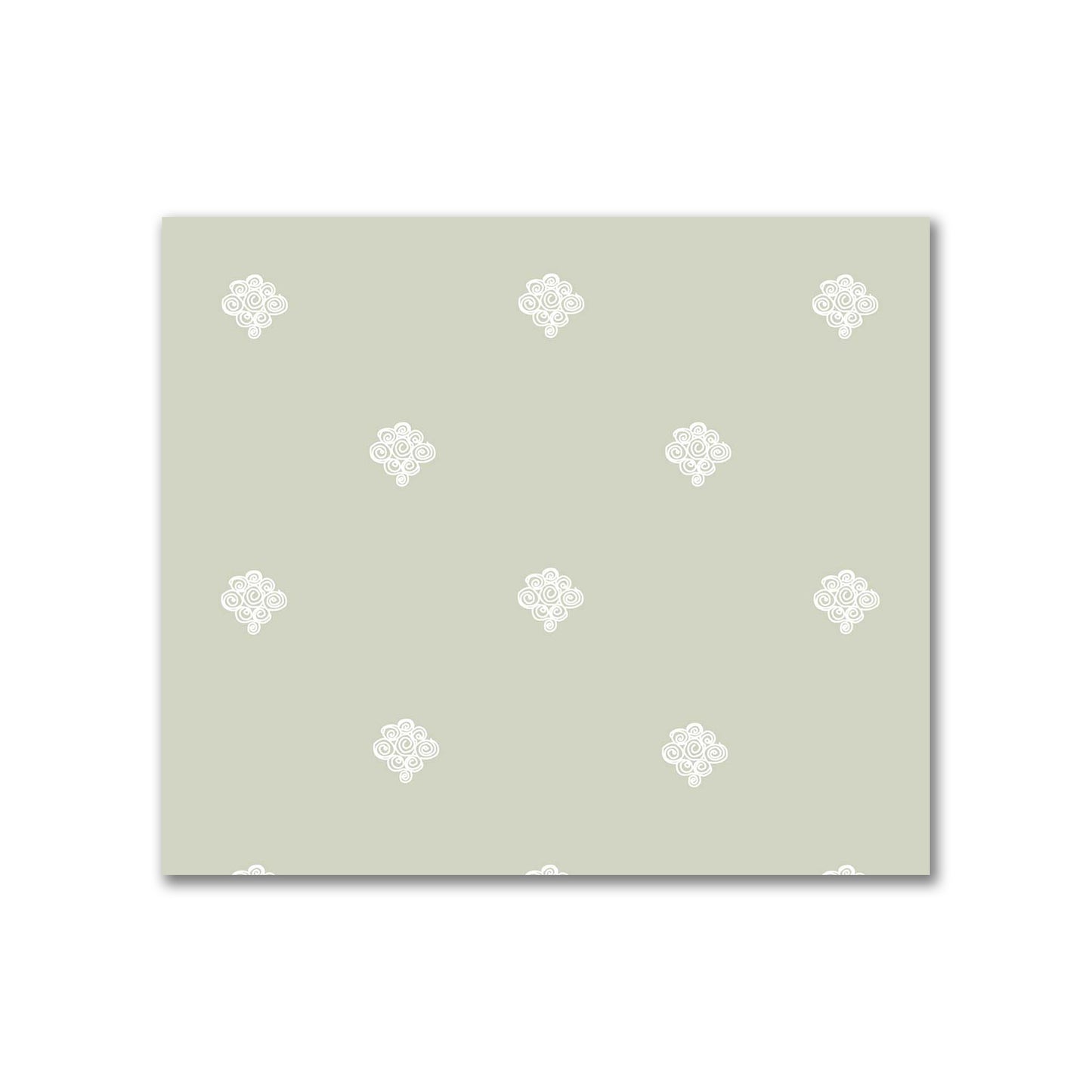 Pale Green Cotton Sateen Fabric with Off-White Hand-painted Swizzle Motif Print | FACS-1241-172