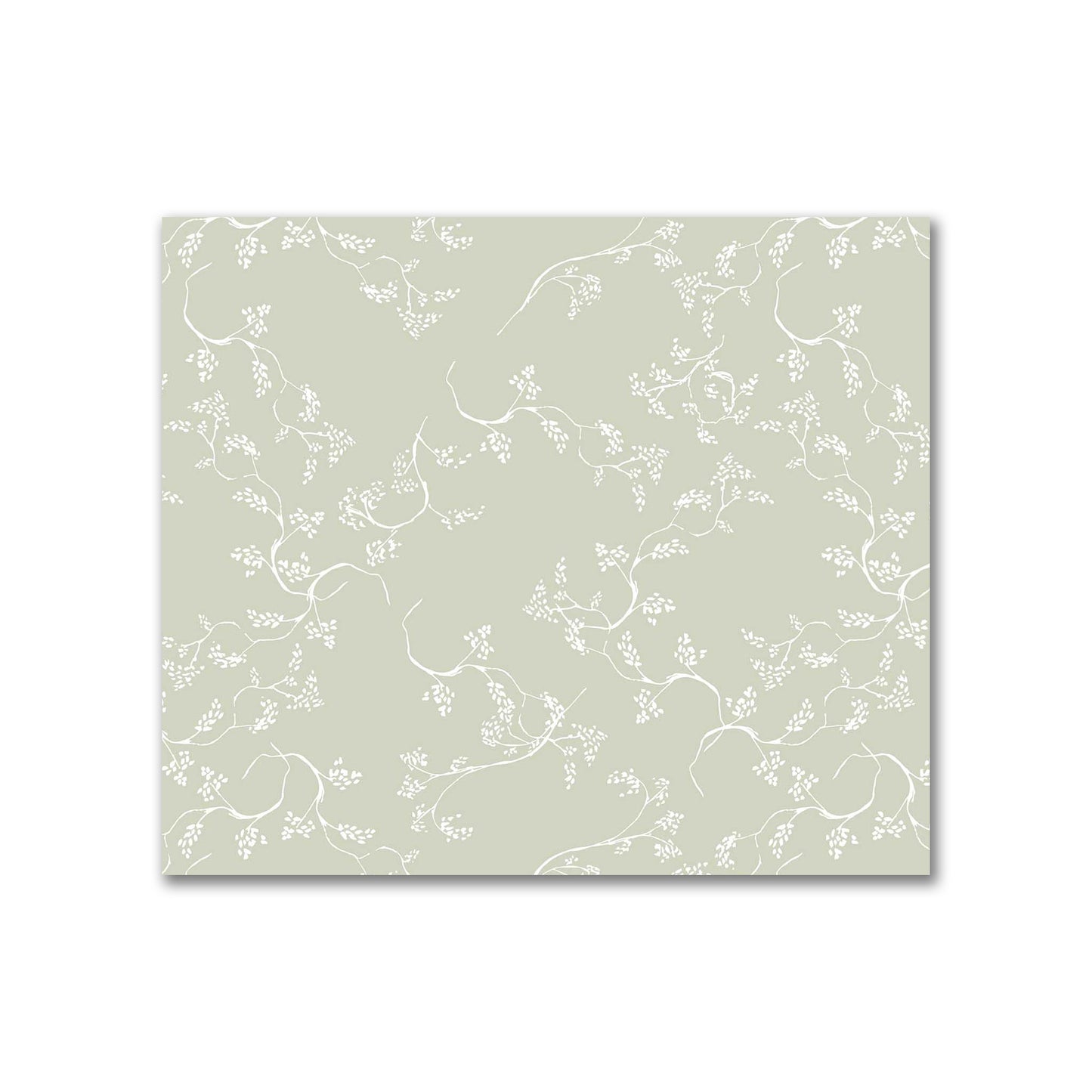 Pale Green Cotton Sateen Fabric with Off-White Vine Print  | FACS-1241-182