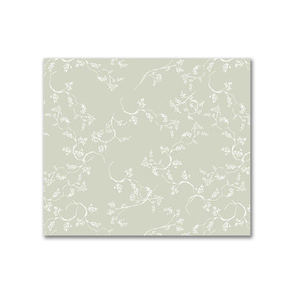 Pale Green Cotton Sateen Fabric with Off-White Vine Print  | FACS-1241-182