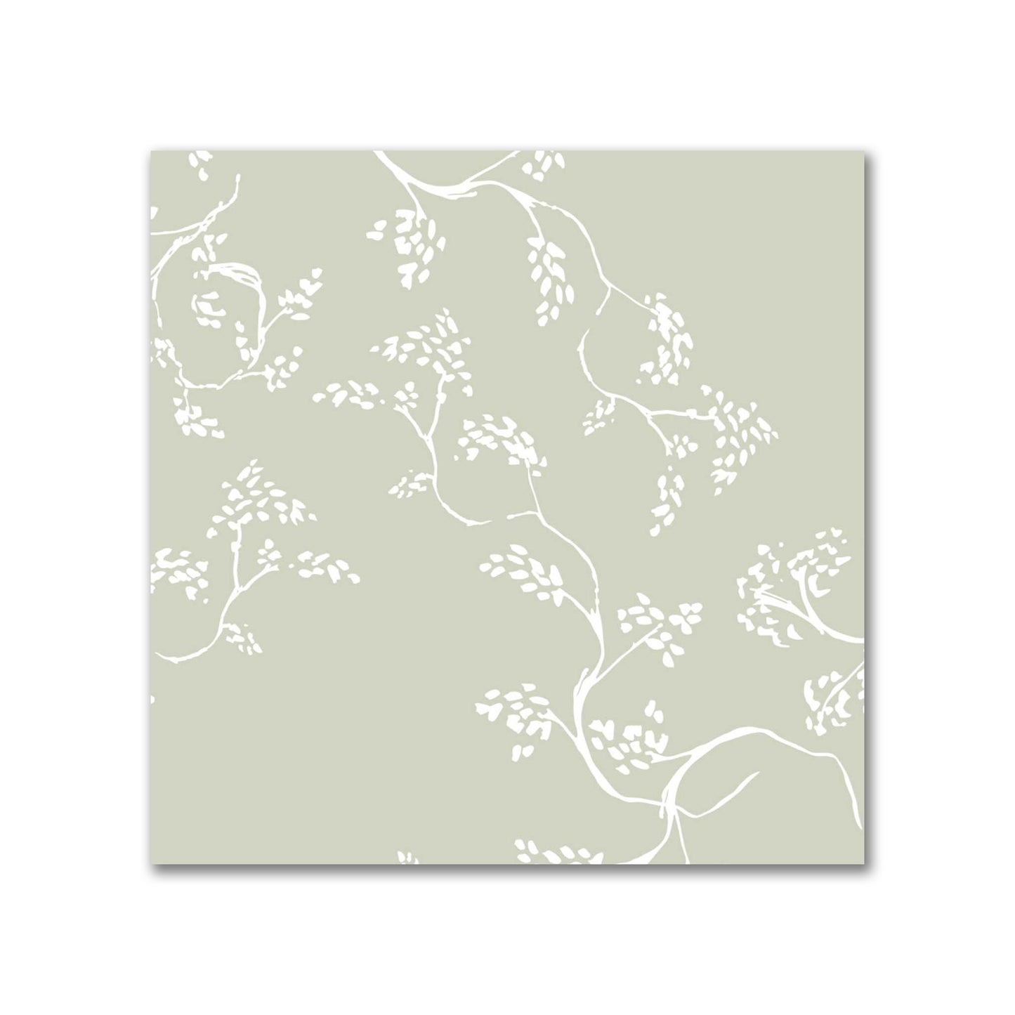Pale Green Cotton Sateen Fabric with Off-White Vine Print  | FACS-1241-182
