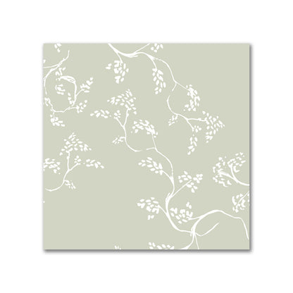 Pale Green Cotton Sateen Fabric with Off-White Vine Print  | FACS-1241-182