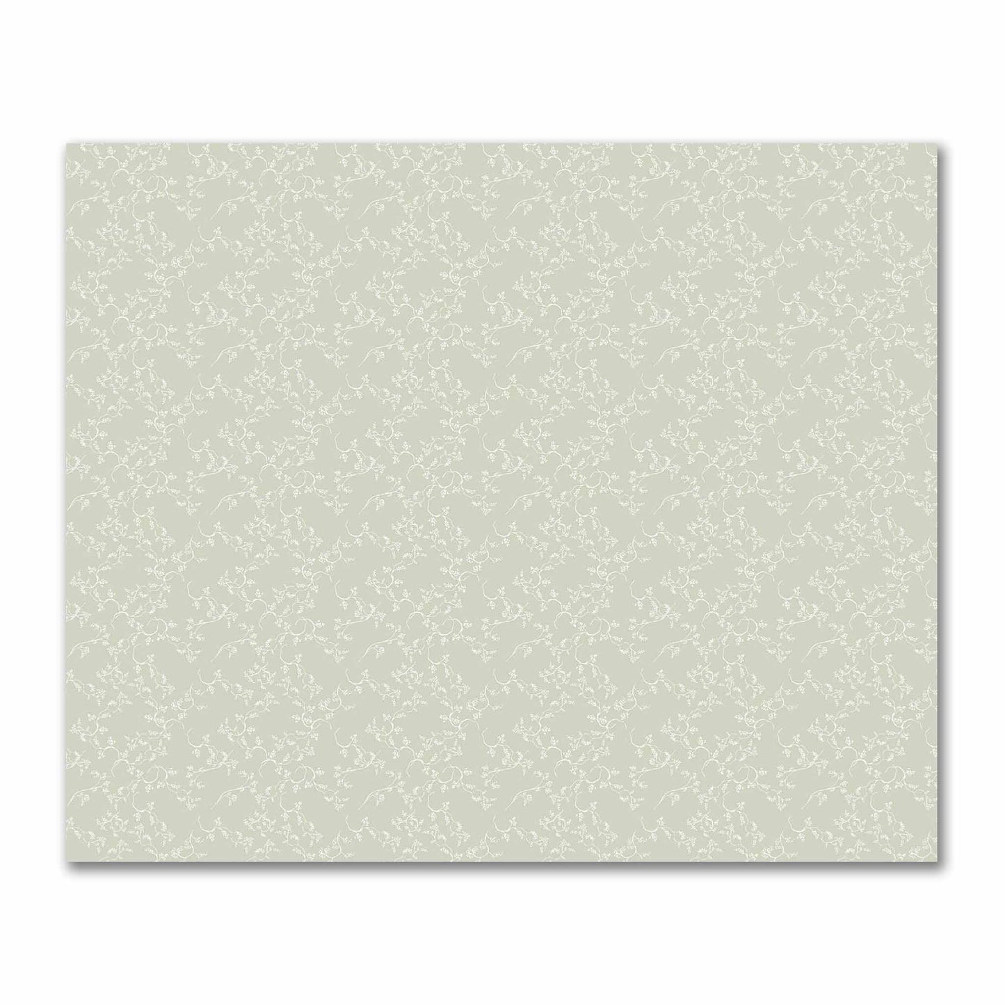 Pale Green Cotton Sateen Fabric with Off-White Vine Print  | FACS-1241-182