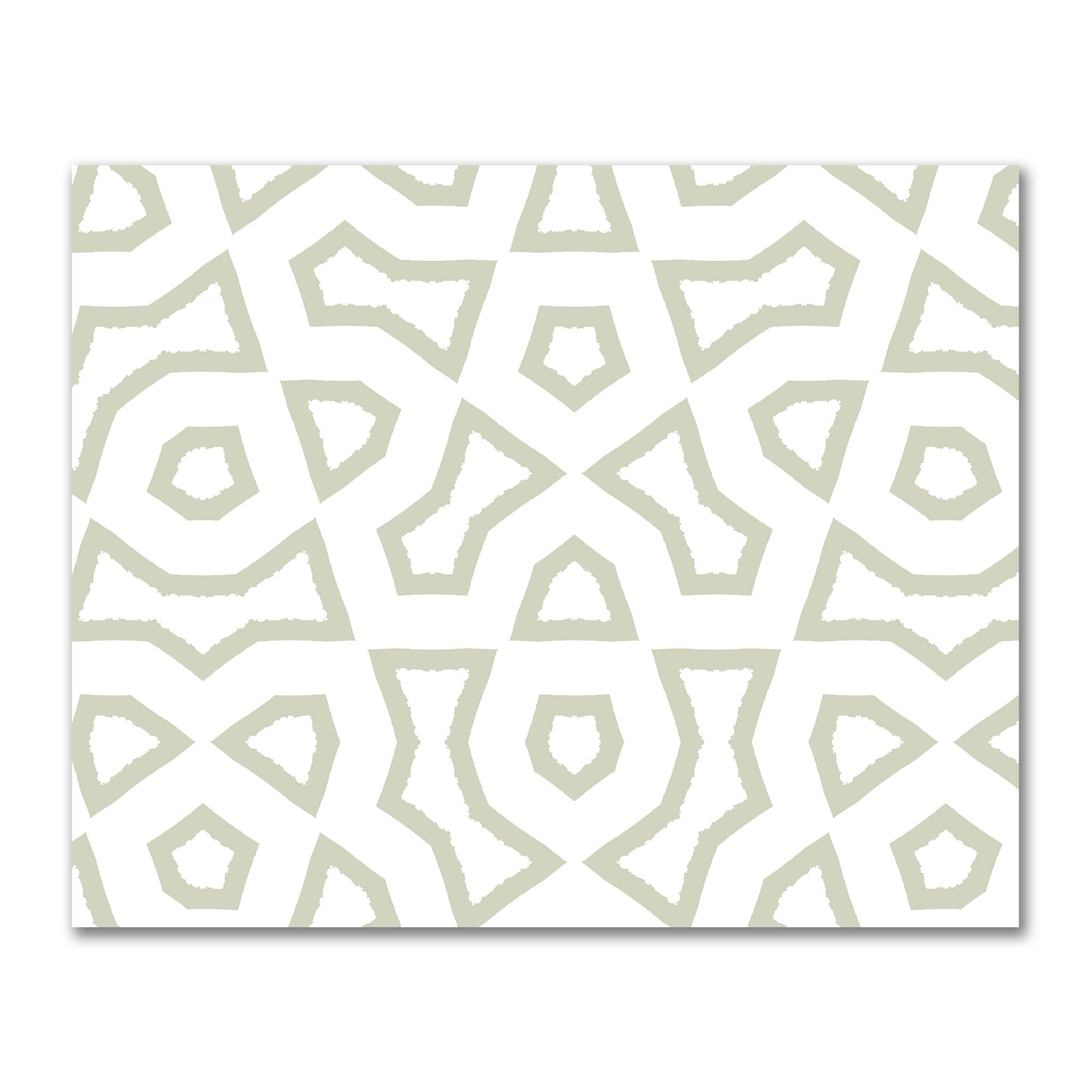 Off-White Cotton Sateen Fabric with Bold Pale Green Graphic  | FACS-1241-391