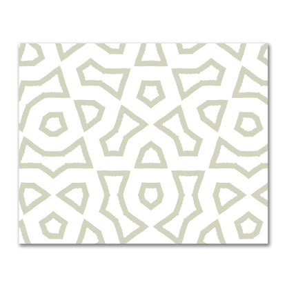 Off-White Cotton Sateen Fabric with Bold Pale Green Graphic  | FACS-1241-391