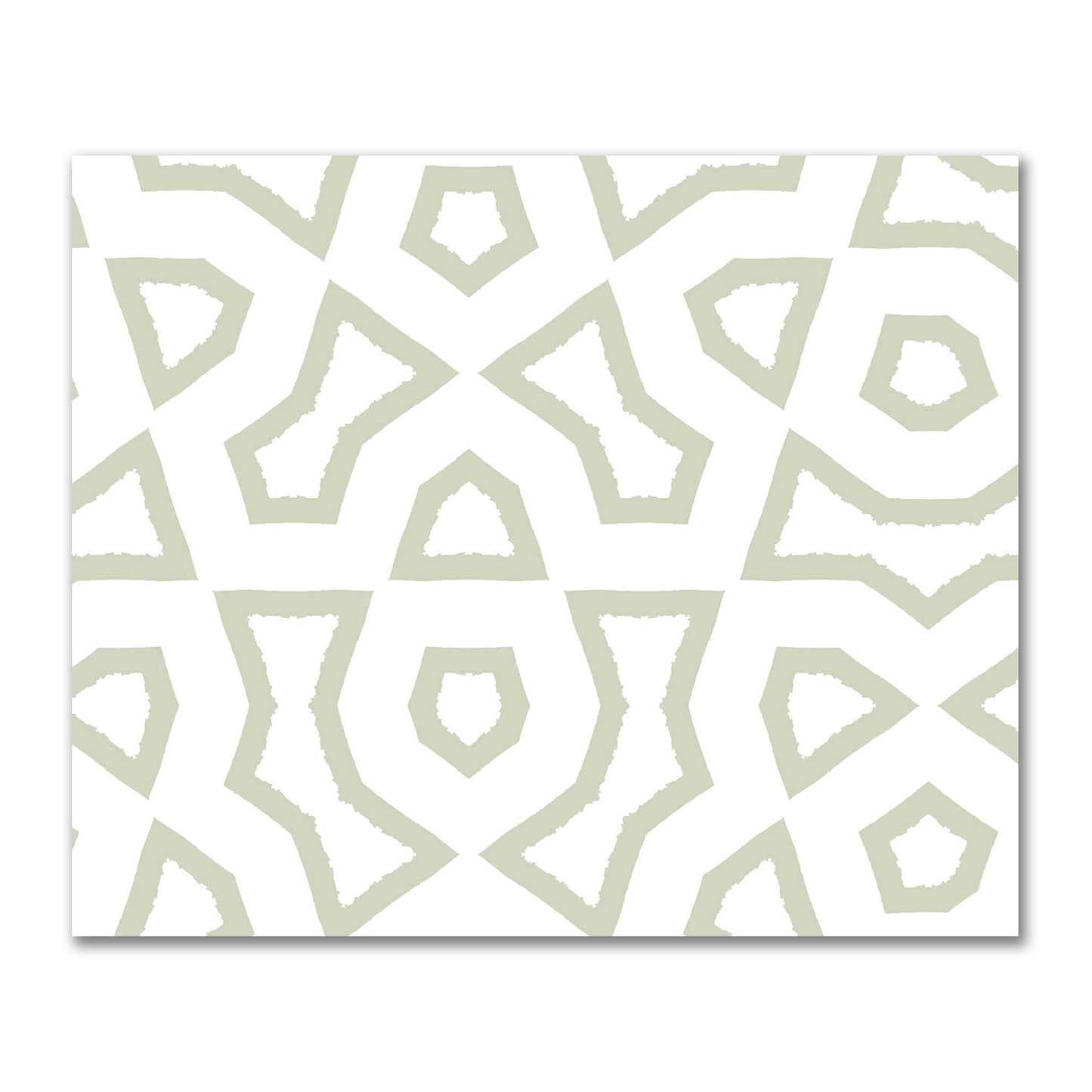 Off-White Cotton Sateen Fabric with Bold Pale Green Graphic  | FACS-1241-391