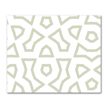 Off-White Cotton Sateen Fabric with Bold Pale Green Graphic  | FACS-1241-391