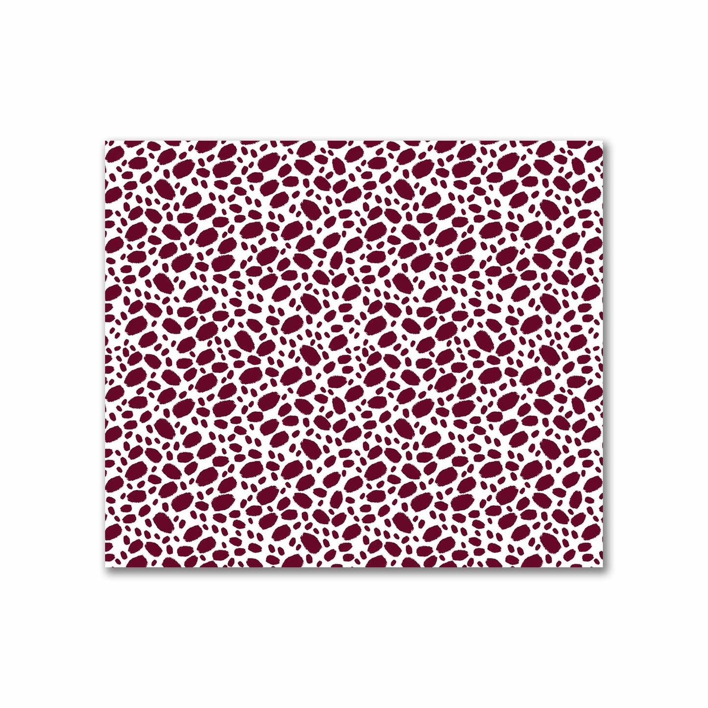 Off-White Cotton Sateen Fabric with Burgundy Red Hand-painted Dab Motif Print | FACS-1281-092