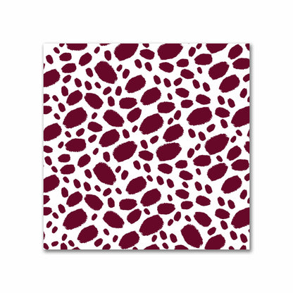 Off-White Cotton Sateen Fabric with Burgundy Red Hand-painted Dab Motif Print | FACS-1281-092