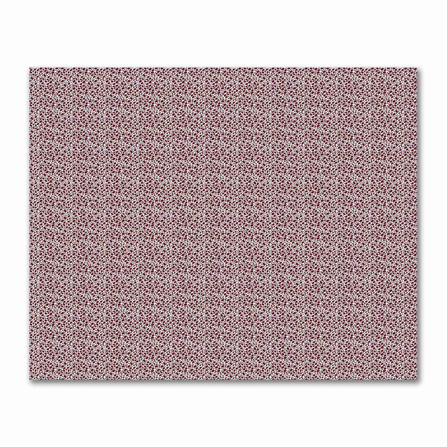 Off-White Cotton Sateen Fabric with Burgundy Red Hand-painted Dab Motif Print | FACS-1281-092