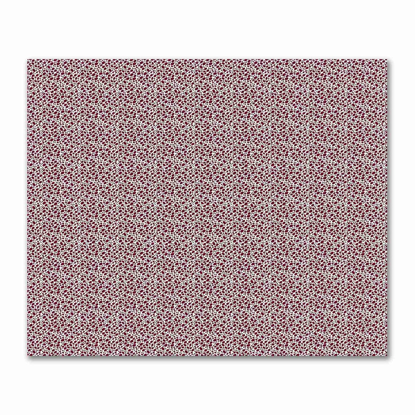 Off-White Cotton Sateen Fabric with Burgundy Red Hand-painted Dab Motif Print | FACS-1281-092